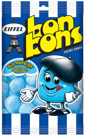 Eiffel Bon Bons Chewy Blue Raspberry Candy 4oz Peg Bag 12ct